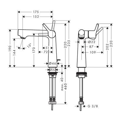 HansGrohe Talis S Tek Kollu Lavabo Bataryası 140 Kumandalı - 72113000