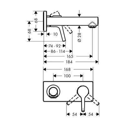 HansGrohe Talis S Tek Kollu Lavabo Bataryası Ankastre Duvara Monte, 16.5 Cm Gaga İle - 72110000