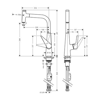 HansGrohe Talis Select M51 Tek Kollu Eviye Bataryası 300, Çekilebilir Gaga, 1Jet - 72821000