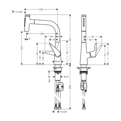 HansGrohe Talis Select M51 Tek Kollu Eviye Bataryası Çekilebilir El Duşu İle - 72824800