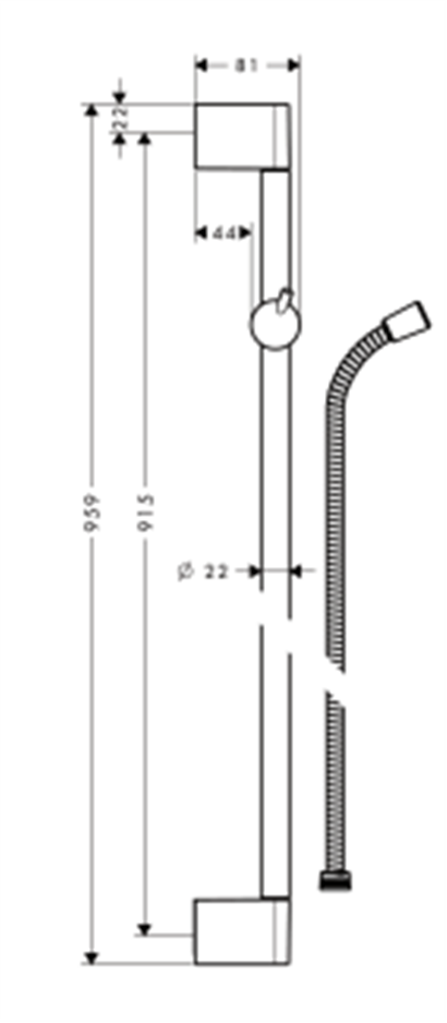 HansGrohe Unica Duş Barı Crometta 90 Cm, Duş Hortumu İle - 27614000