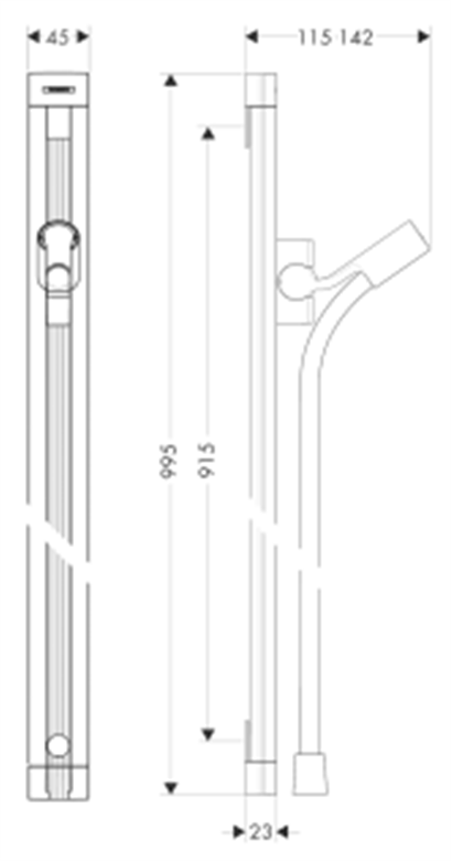 HansGrohe Unica Duş Barı Raindance 90 Cm, Duş Hortumu İle - 27636000