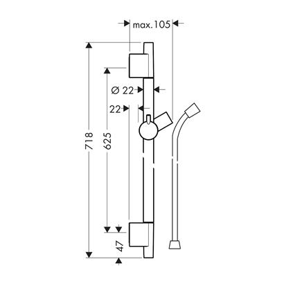 HansGrohe Unica Duş Barı S Puro 65 Cm, Duş Hortumu İle - 28632000
