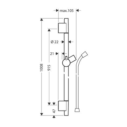 HansGrohe Unica Duş Barı S Puro 90 Cm, Duş Hortumu İle - 28631140