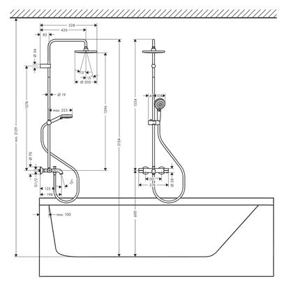 HansGrohe Vernis Blend Duş Kolonu 200 1Jet, Ecosmart, Banyo Termostatı İle - 26079000