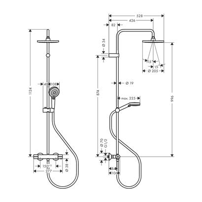 HansGrohe Vernis Blend Duş Kolonu 200 1Jet, Ecosmart, Termostatı İle - 26089000