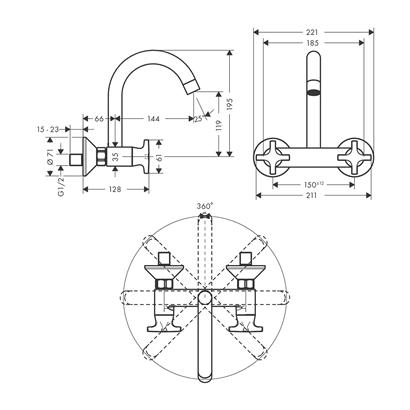 HansGrohe Vernis Blend Tek Kollu Banyo Bataryası Aplike Montaj - 71440000