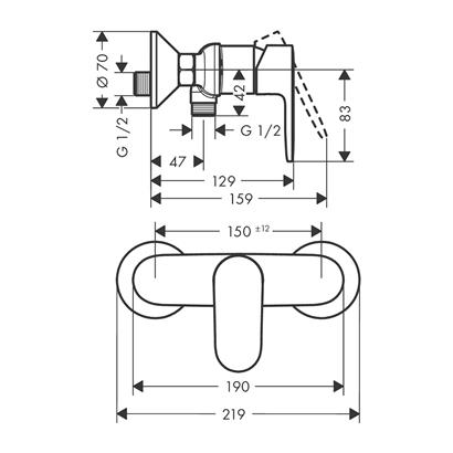 HansGrohe Vernis Blend Tek Kollu Duş Bataryası Aplike Montaj - 71640670