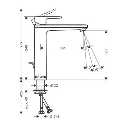 HansGrohe Vernis Blend Tek Kollu Lavabo Bataryası 190 Kumandalı - 71572000