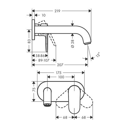 HansGrohe Vernis Blend Tek Kollu Lavabo Bataryası Ankastre Duvara Monte 20,7 Cm Gaga İle - 71576000