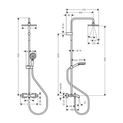 HansGrohe Vernis Shape Duş Kolonu 230 1Jet, Banyo Termostatı İle - 26284000