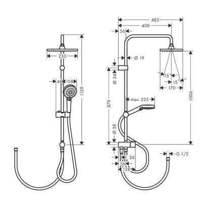 HansGrohe Vernis Shape Duş Kolonu 230 1Jet Reno, Ecosmart - 26289000