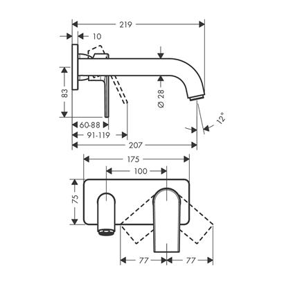 HansGrohe Vernis Shape Tek Kollu Lavabo Bataryası Ankastre Duvara Monte 20,7 Cm Gaga İle - 71578670