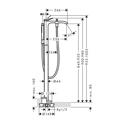 HansGrohe Vivenis Tek Kollu Banyo Bataryası Yerden - 75445000