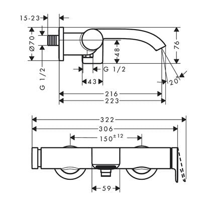 HansGrohe Vivenis Tek Kollu Banyo Bataryası Aplike Montaj - 75420700
