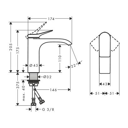 HansGrohe Vivenis Tek Kollu Lavabo Bataryası 110 Kumandasız - 75022700
