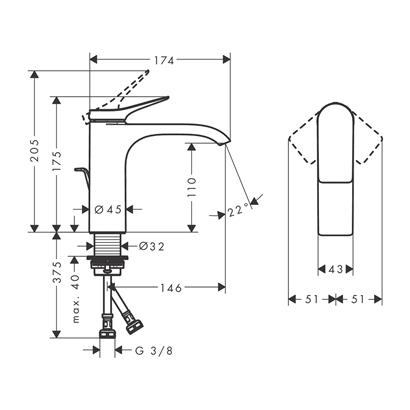 HansGrohe Vivenis Tek Kollu Lavabo Bataryası 110 Kumandalı - 75020700