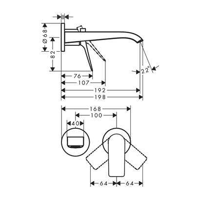 HansGrohe Vivenis Tek Kollu Lavabo Bataryası Ankastre Duvara Monte 19,2 Cm Gaga İle - 75050700
