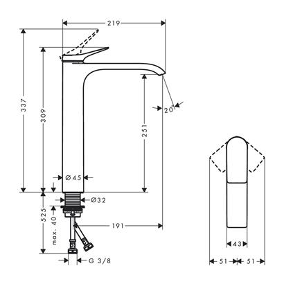 HansGrohe Vivenis Tek Kollu Lavabo Bataryası 250, Çanak Lavabolar İçin, Kumandasız - 75042700