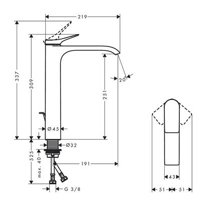 HansGrohe Vivenis Tek Kollu Lavabo Bataryası 250, Çanak Lavabolar İçin, Kumandalı - 75040700