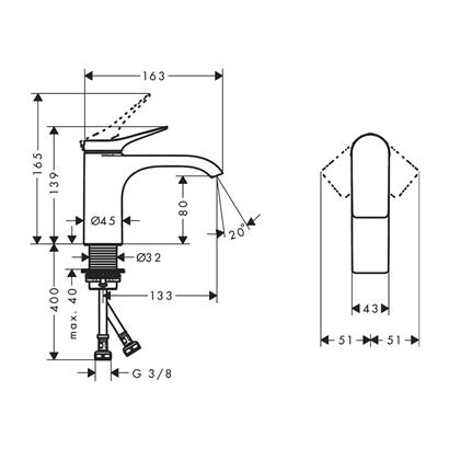 HansGrohe Vivenis Tek Kollu Lavabo Bataryası 80 Kumandasız - 75012000