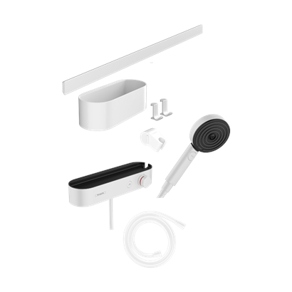 HansGrohe Wallstoris Set El Duşu 105 3Jet Ecosmart Activation, Termostat, 70 Cm Duş Barı Ve Depolama Seti - 24250700