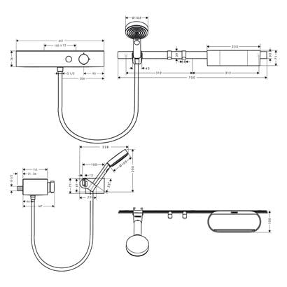 HansGrohe Wallstoris Set El Duşu 105 3Jet Ecosmart Activation, Termostat, 70 Cm Duş Barı Ve Depolama Seti - 24250700