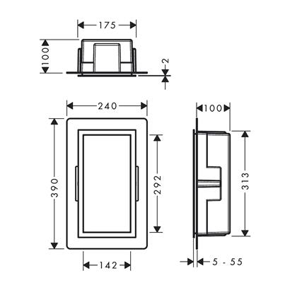 HansGrohe Xtrastoris Individual Duvar Nişi Paslanmaz Çelik Tasarım Çerçeveli 300/150/100 - 56094990