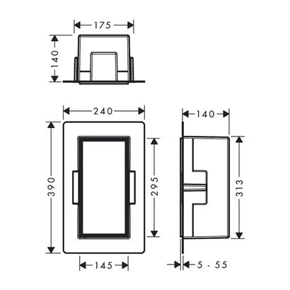 HansGrohe Xtrastoris Rock Duvar Nişi Seramik Kaplanabilir Kapak İle 300/150/140 - 56088700