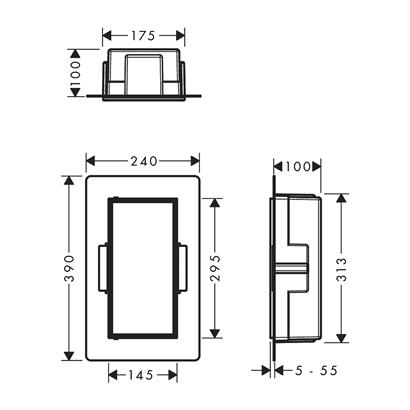 HansGrohe Xtrastoris Rock Duvar Nişi Seramik Kaplanabilir Kapak İle 300/150/100 - 56082670