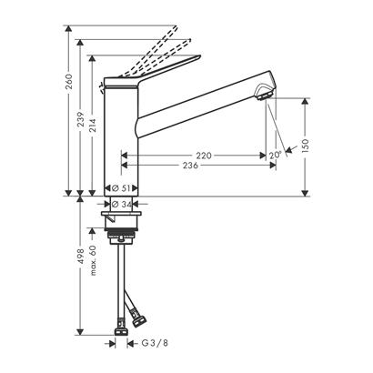HansGrohe Zesis M33 Tek Kollu Eviye Bataryası, 150, Coolstart, Ecosmart, 1Jet - 74813000