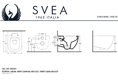 İsvea Sentimenti Neo CleanWash Rimless Asma Klozet Seti, Beyaz (Soğuk Su Bağlantılı) ( Klozet Kapağı Dahildir )
