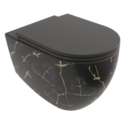 İsvea İnfinity CleaRim Plus Asma Klozet, Marmo Siyah ( Klozet Kapağı Dahildir )