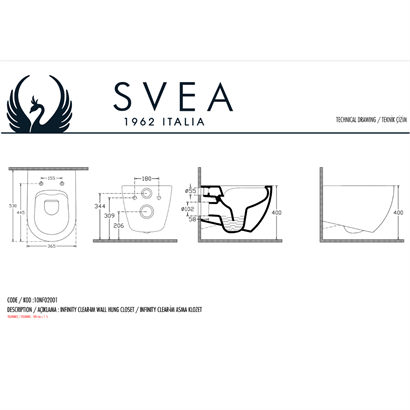 İsvea İnfinity CleaRim Plus Asma Klozet Seti, Terrazzo Mint ( Klozet Kapağı Dahildir )
