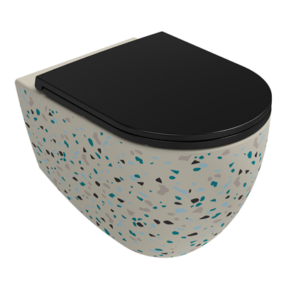 İsvea İnfinity CleaRim Plus Asma Klozet Seti, Terrazzo Fildişi ( Klozet Kapağı Dahildir )