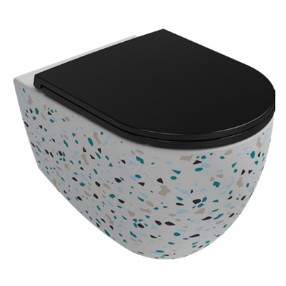 İsvea İnfinity CleaRim Plus Asma Klozet Seti, Terrazzo Mat Beyaz ( Klozet Kapağı Dahildir )