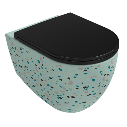 İsvea İnfinity CleaRim Plus Asma Klozet Seti, Terrazzo Mint ( Klozet Kapağı Dahildir )