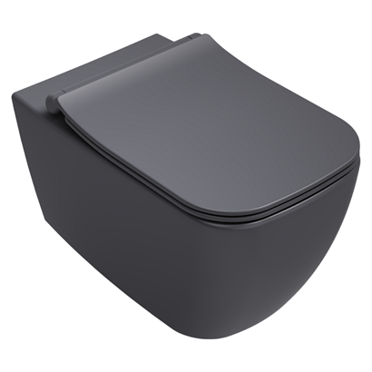 İsvea Vea Cubo RimLess Antrasit Asma Klozet Seti ( Klozet Kapağı Dahildir )