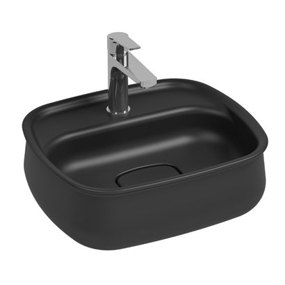 İsvea Fluido Tezgah Üstü Lavabo Siyah, 47 cm