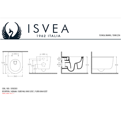 İsvea Fluido Ultimate Flush Fildişi Asma Klozet Seti ( Klozet Kapağı Dahildir )