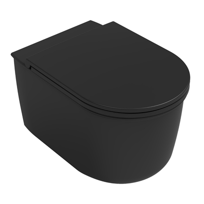 İsvea Fluido Ultimate Flush Siyah Asma Klozet Seti ( Klozet Kapağı Dahildir )