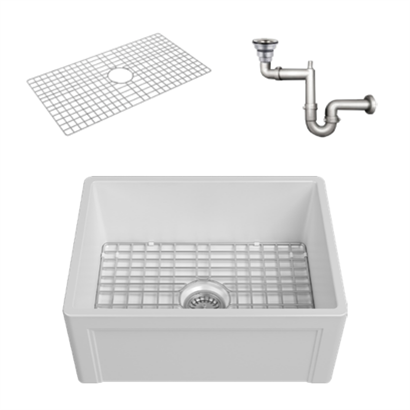 İsvea Lugano Beyaz Seramik Eviye Seti -Tek Gözlü, 61 cm