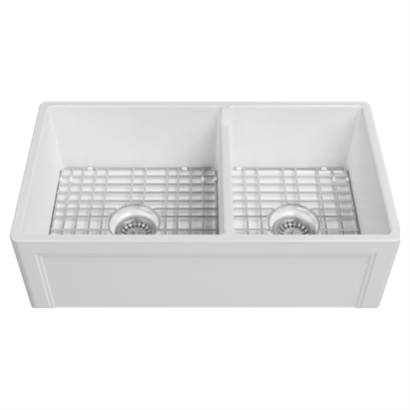 İsvea Lugano Çift Gözlü Seramik Eviye Seti - Beyaz, 84 cm