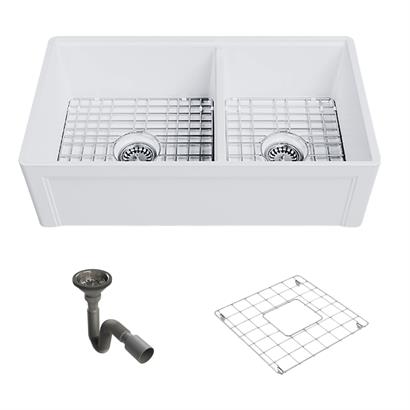 İsvea Lugano Rim Çift Gözlü Seramik Eviye Seti - Beyaz, 84 cm