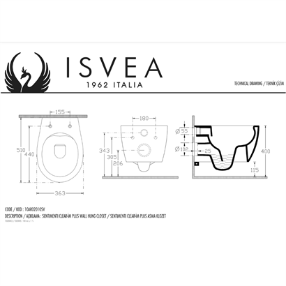 İsvea Sentimenti Neo Rimless Beyaz Asma Klozet Seti ( Klozet Kapağı Dahildir )
