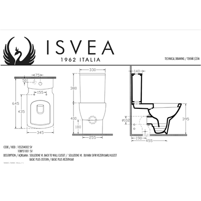 İsvea Soluzione VI Duvara Sıfır Klozet Seti