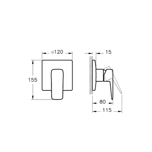 Artema Root Square Ankastre Duş Bataryası (Sıva Üstü Grubu) Fırçalı Nikel