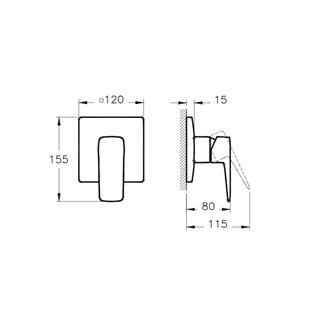 Artema Root Square Ankastre Duş Bataryası (Sıva Üstü Grubu) Mat Siyah