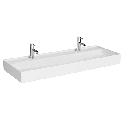 Vitra Archiplan Çift Armatür Delikli Lavabo Parlak Beyaz, 120 Cm