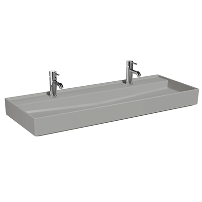 Vitra Archiplan Çift Armatür Delikli Lavabo Mat Taş Gri, 120 Cm